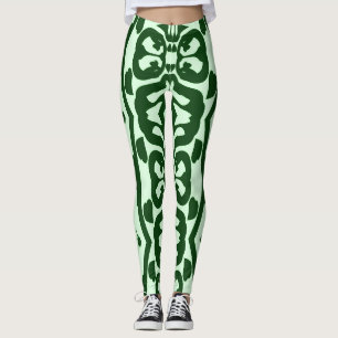 Green colour seamless pattern "Ratti_Creative_Arts Leggings