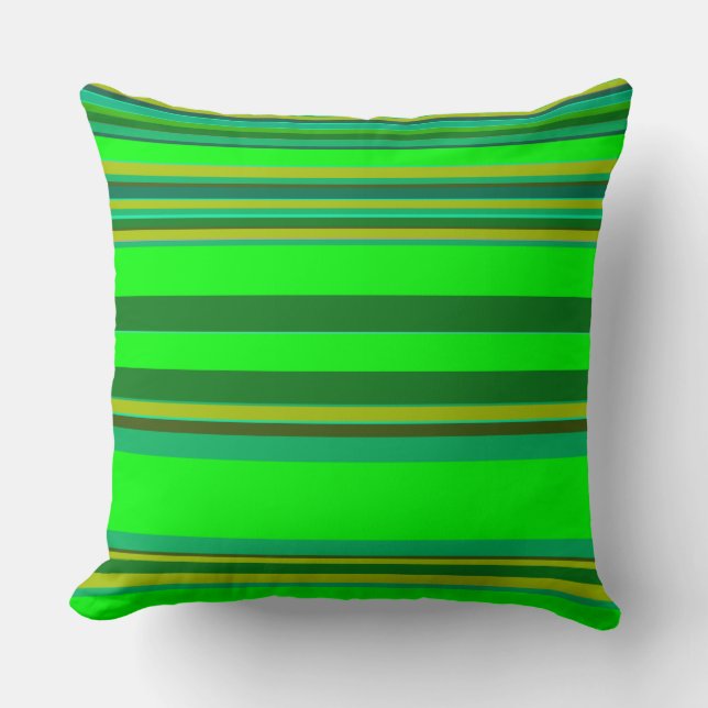 Green Colour Stripe Customized Designer Pillow (Front)