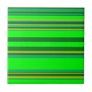 Green Colour Stripe Pattern Customized Designer Tile