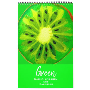 Green colour watercolor art calendar Sacha Grossel