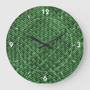 Green Coloured Basket weave Pattern Large Clock