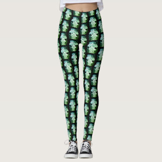 Green Coloured Mushroom All Over Customized Modern Leggings