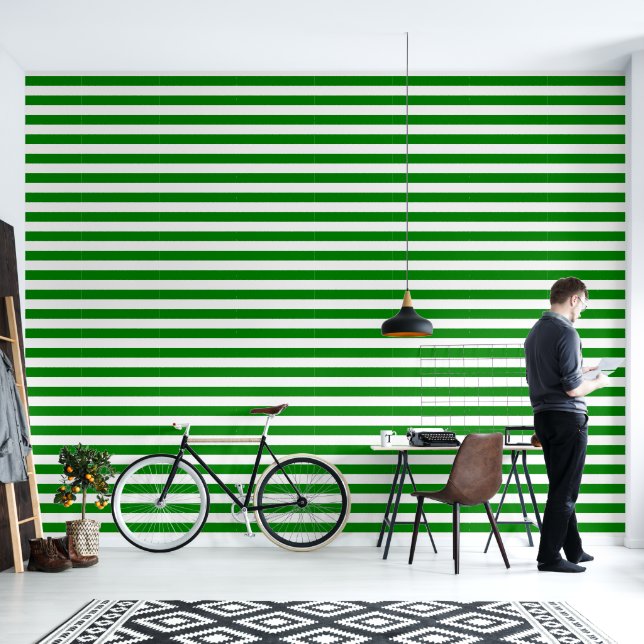 Green Coloured Stripes Design  Wallpaper (Living Room)