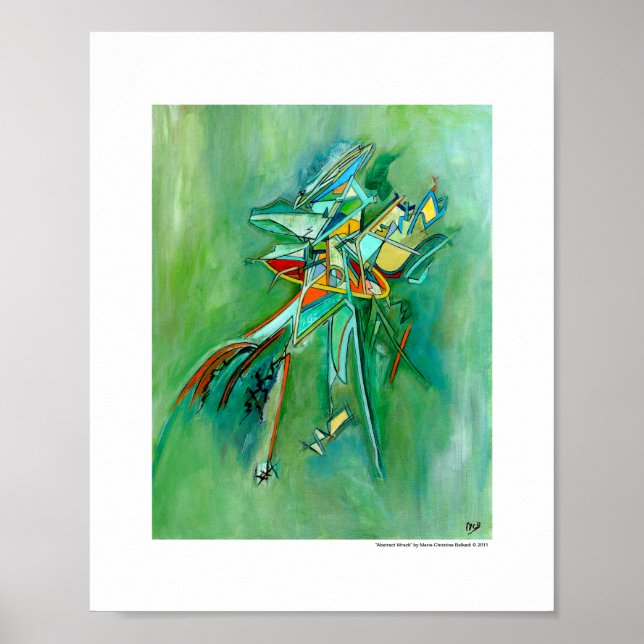 Green Colourful Abstract Modern Wall Art Decor (Front)