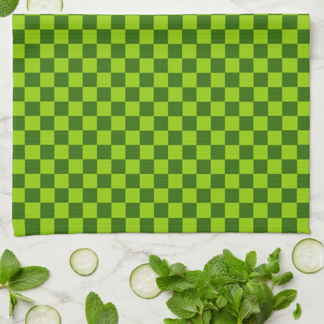 Green Combination Classic Chequerboard by STaylor Kitchen Towel (Folded)