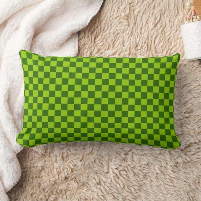 Green Combination Classic Chequerboard by STaylor Lumbar Pillow (Blanket)