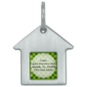 Green Combination Classic Chequerboard by STaylor Pet Name Tag