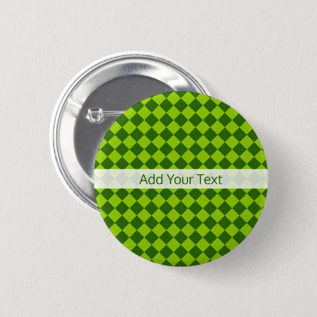 Green Combination Diamond Pattern by STaylor 2 Inch Round Button (Front & Back)