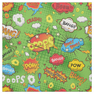 Green Comic Book Fabric