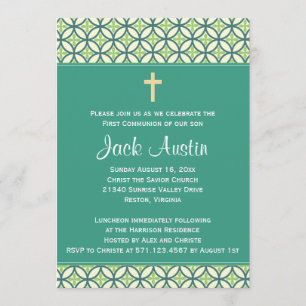 Green Communion Invite/Announcement Invitation