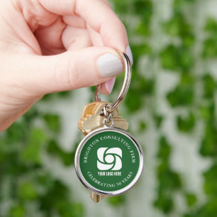 Green Company Logo Custom Business Keychain