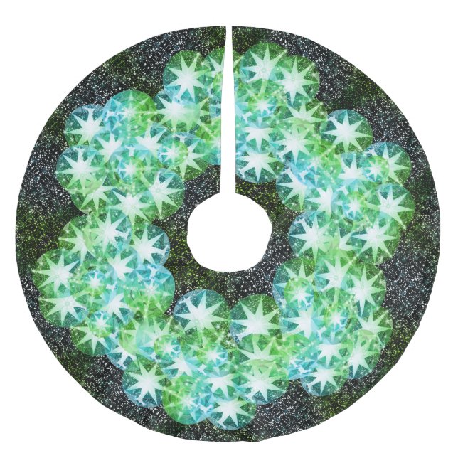 Green Compass Gemstone Rhinestone Glitter Sparkle Brushed Polyester Tree Skirt (Front)