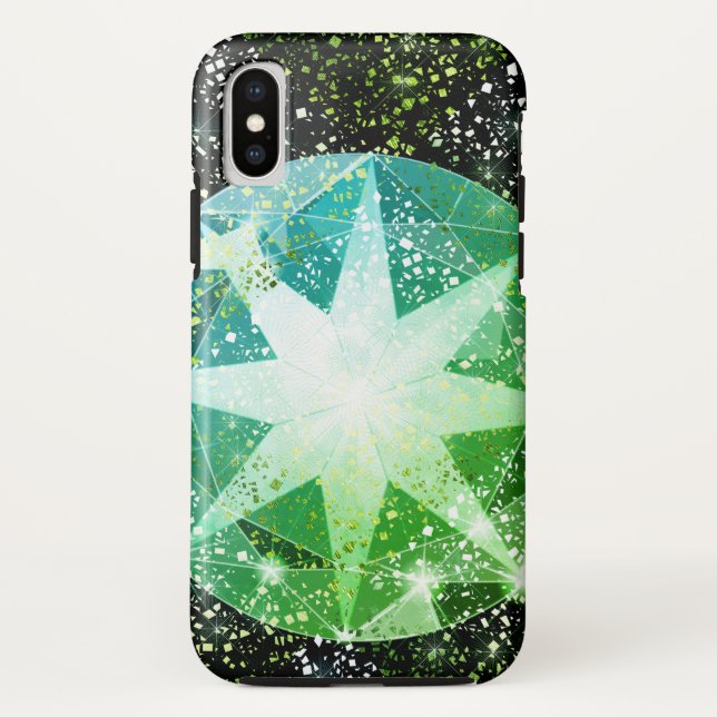 Green Compass Gemstone Rhinestone Gold Sparkle Case-Mate iPhone Case (Back)