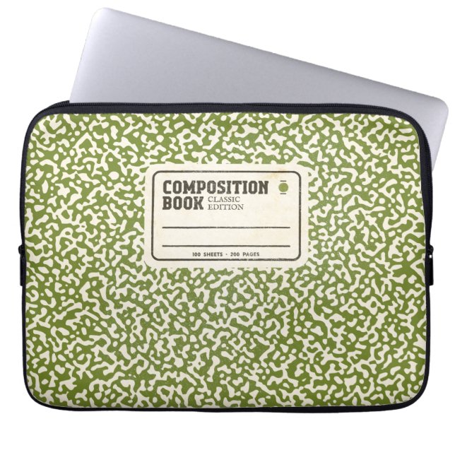 Green Composition Notebook Laptop Sleeve (Front)