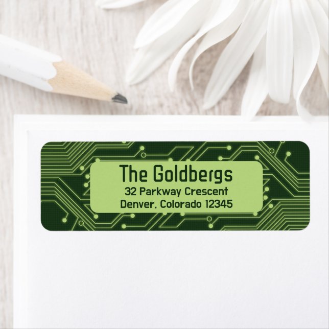 Green Computer Circuit Board Bar Mitzvah Address (Insitu)