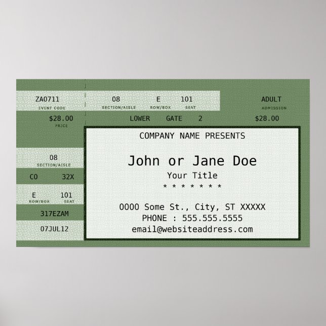 green concert ticket poster (Front)