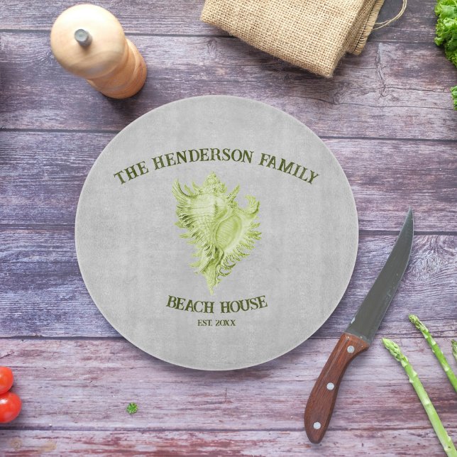 Green Conch Shell Cutting Board (Green Conch Shell Personalized Cutting Board)