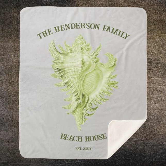 Green Conch Shell Sherpa Blanket (Green Conch Shell Personalized Sherpa Blanket)