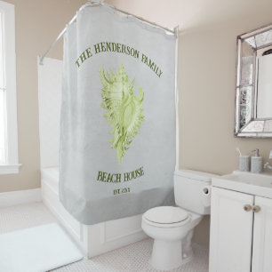 Green Conch Shell Shower Curtain