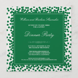Green Confetti Dinner Party Invitation