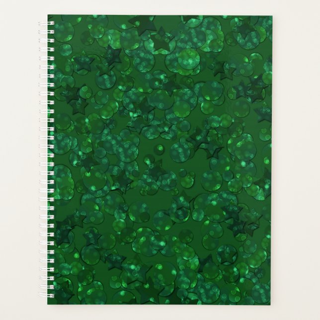Green, confetti, glitter planner (Front)