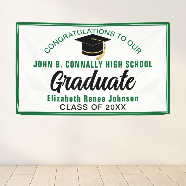 Green Congratulations Graduate Customized Party Banner (Creator Uploaded)