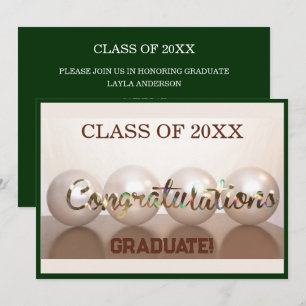 Green Congratulations Graduate Graduation Balloon Invitation