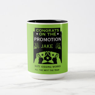 Green Congratulations On The Job Promotion Two-Tone Coffee Mug