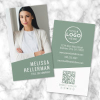Green Contemporary Photo QR Code Logo Vertical