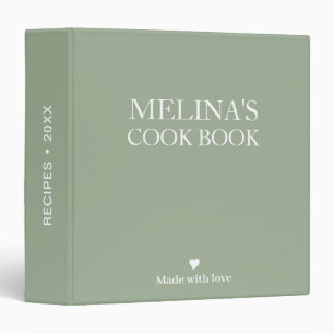 Green Cookbook Recipes Heart Made With Love Binder