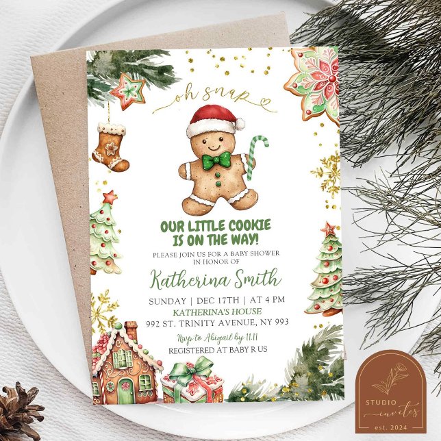 Green Cookies Gingerbread Baby Shower Invitation (Creator Uploaded)