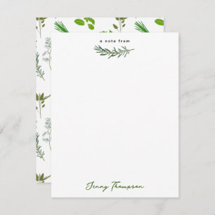 Green Cooking Culinary Garden Herbs Custom Name Card