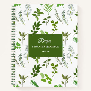 Green Cooking Culinary Garden Herbs Recipe Notebook