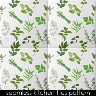 Green Cooking Herbs Kitchen Seamless Pattern Tile
