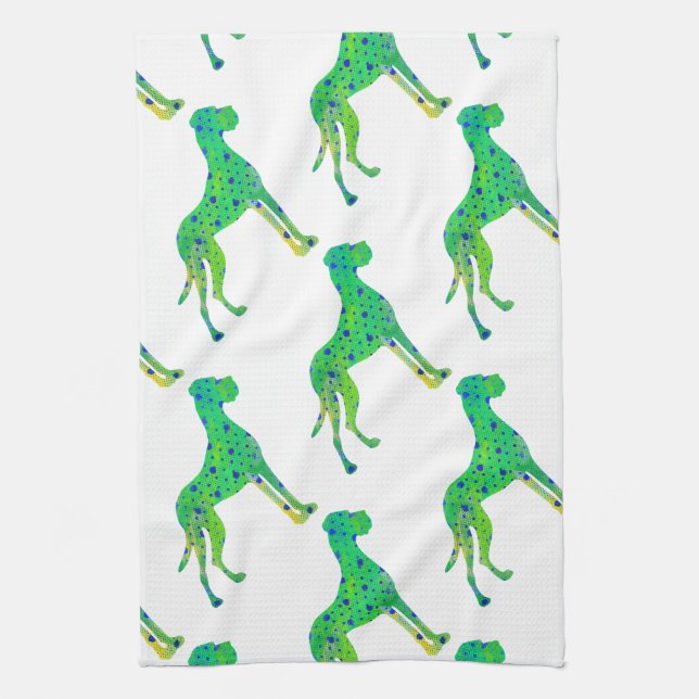 green cool Francy  Great Dane Kitchen Towel (Vertical)