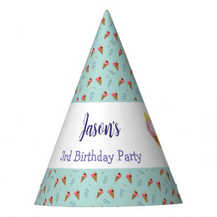 Green Cool Ice Cream Cone Boys Birthday Party Hat