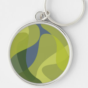 Green, cool, trendy, modern wavy organic shapes keychain