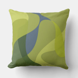 Green, cool, trendy, modern wavy organic shapes throw pillow