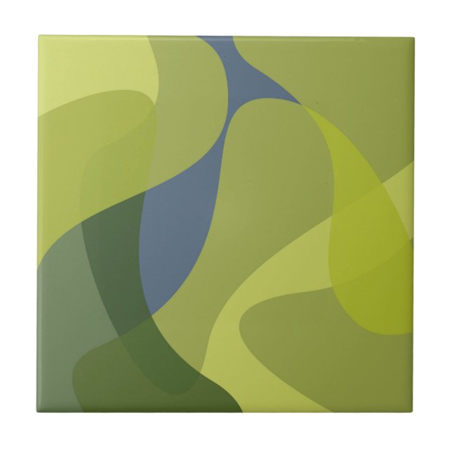 Green, cool, trendy, modern wavy organic shapes tile (Front)