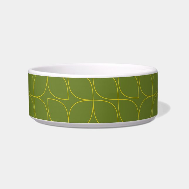 Green, cool, trendy, playful leaf abstraction bowl (Front)