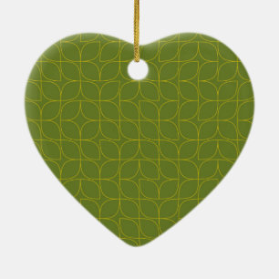 Green, cool, trendy, playful leaf abstraction ceramic ornament