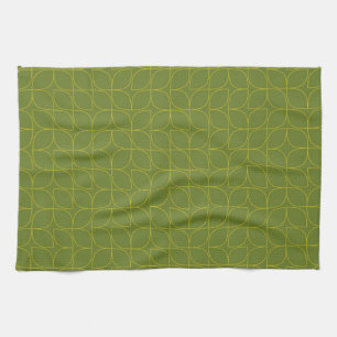 Green, cool, trendy, playful leaf abstraction kitchen towel