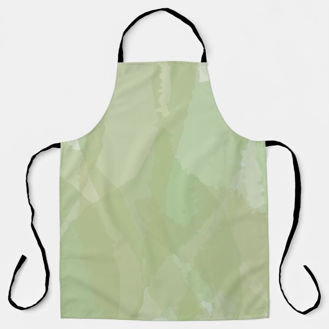 Green, cool, trendy watercolor abstract pattern apron (Front)