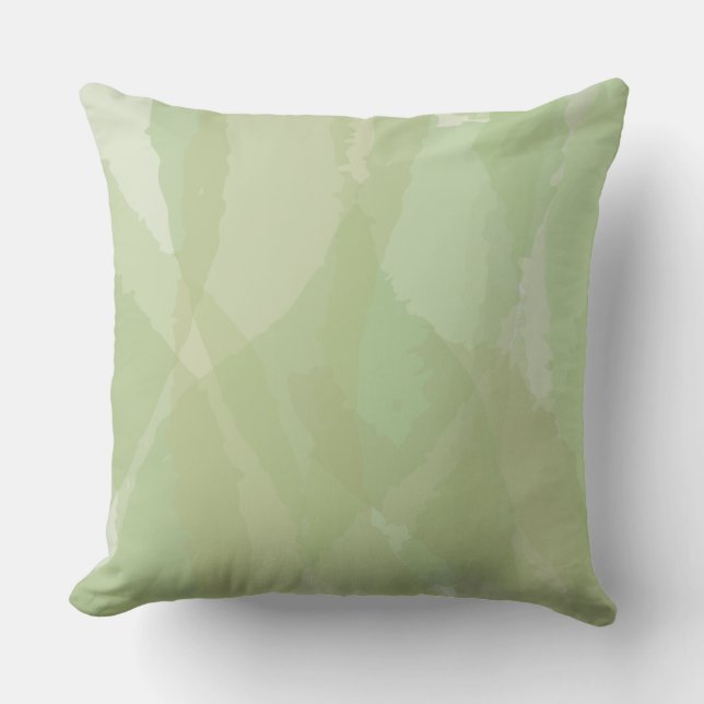 Green, cool, trendy watercolor abstract pattern throw pillow (Front)
