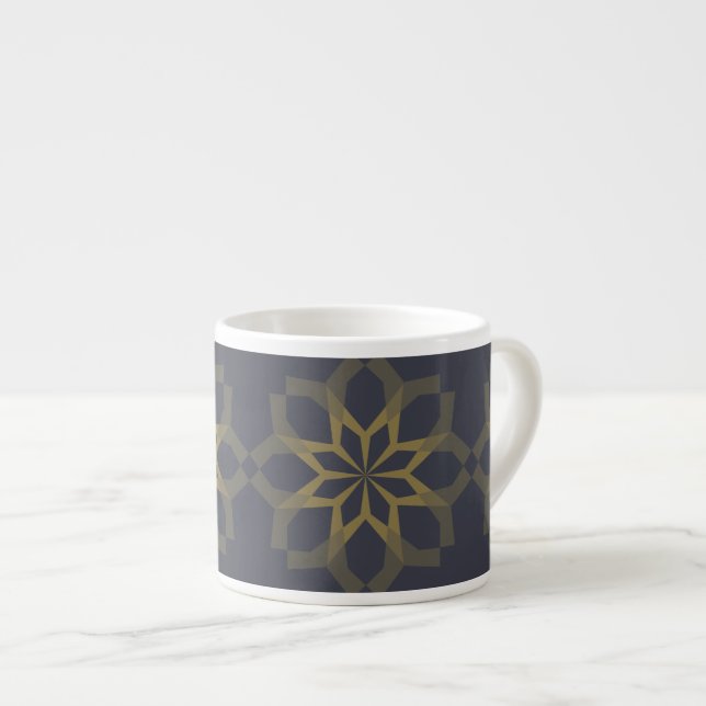 Green, cool, unique, trendy flower abstraction espresso cup (Front Right)
