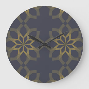 Green, cool, unique, trendy flower abstraction large clock