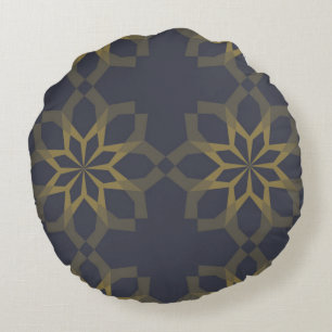 Green, cool, unique, trendy flower abstraction round pillow