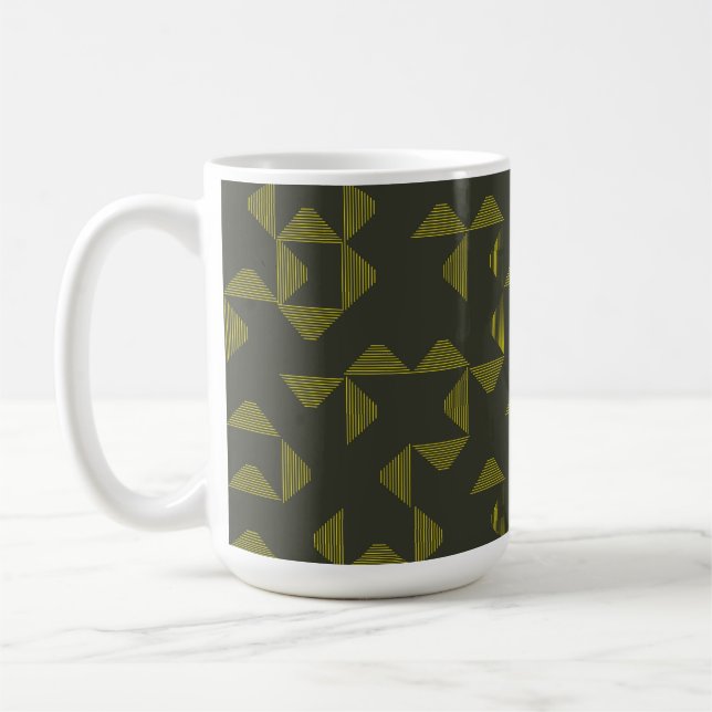 Green, cool, unique, trendy triangles pattern coffee mug (Left)