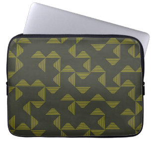 Green, cool, unique, trendy triangles pattern laptop sleeve