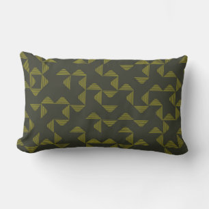 Green, cool, unique, trendy triangles pattern lumbar pillow